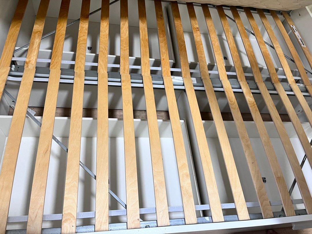 Ikea Brimnes Queen Bed 4 drawers with storage headboard, Furniture