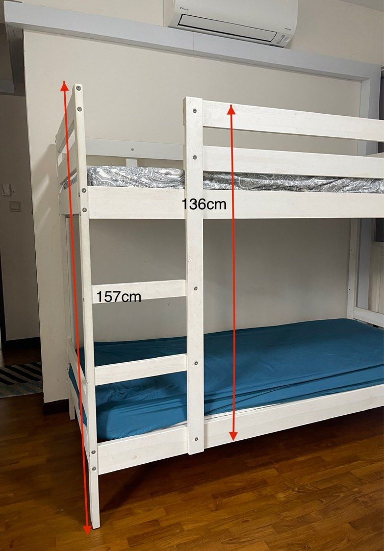 Ikea Bunk Bed with mattresses, Furniture & Home Living, Furniture, Bed