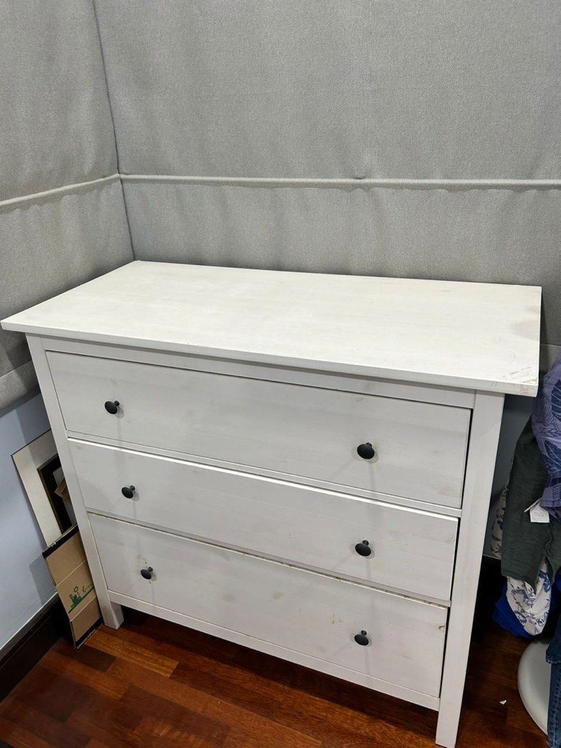 IKEA Hemnes 3 drawer chest (solid wood), Furniture & Home Living