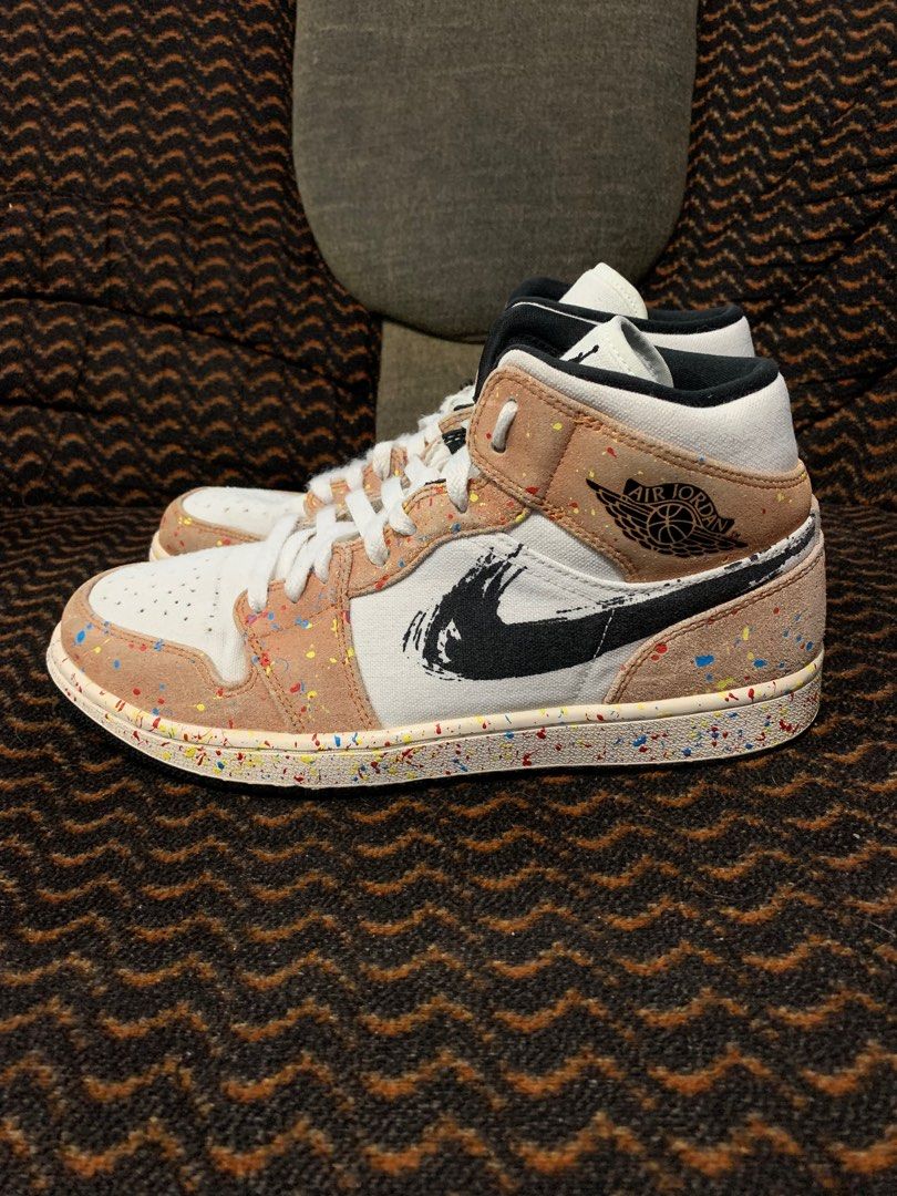 Jordan 1 Mid Brushstroke, Men's Fashion, Footwear, Sneakers on Carousell