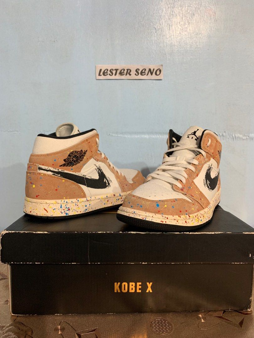 Jordan 1 Mid Brushstroke, Men's Fashion, Footwear, Sneakers on Carousell