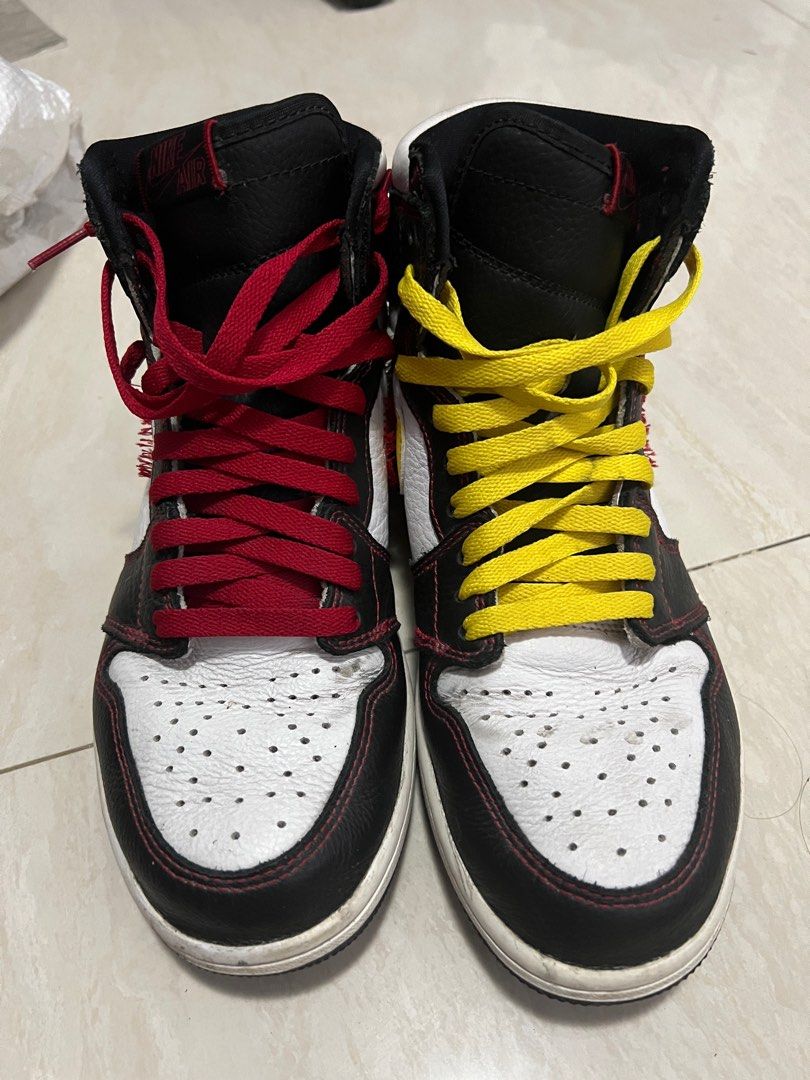 Bisa Nego Tipis Jordan 1 Retro High Defiant White Black Gym Red