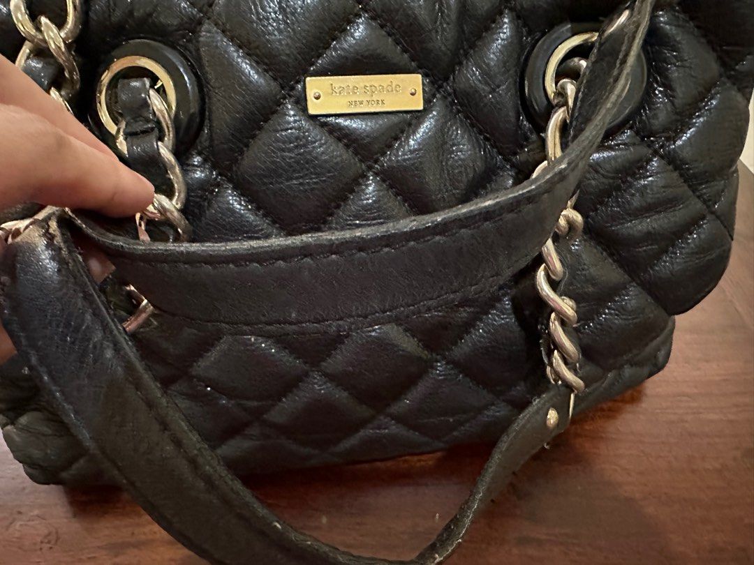 Kate Spade Mary Anne Quilted Leather Shoulder Bag in Black