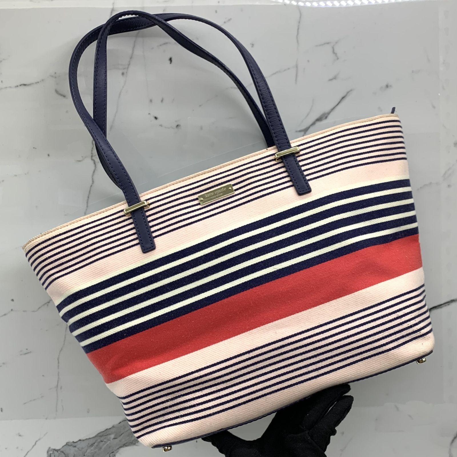 Kate spade discount striped canvas tote