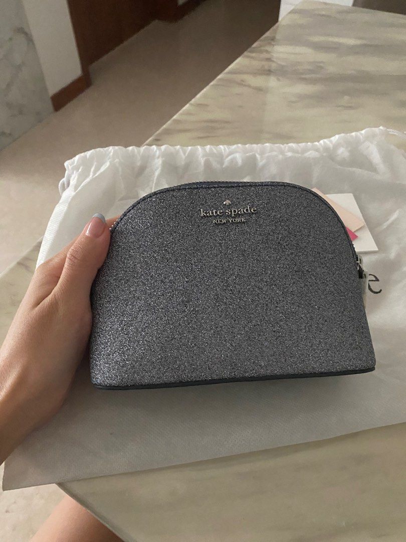 Kate spade glitter online cosmetic bag