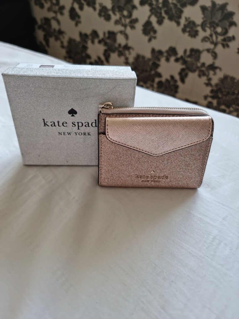 Kate spade rose discount gold card holder