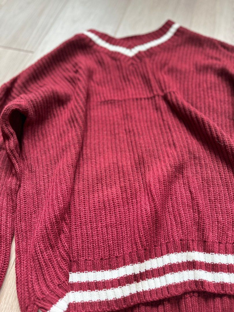 Maroon and white striped sale sweater