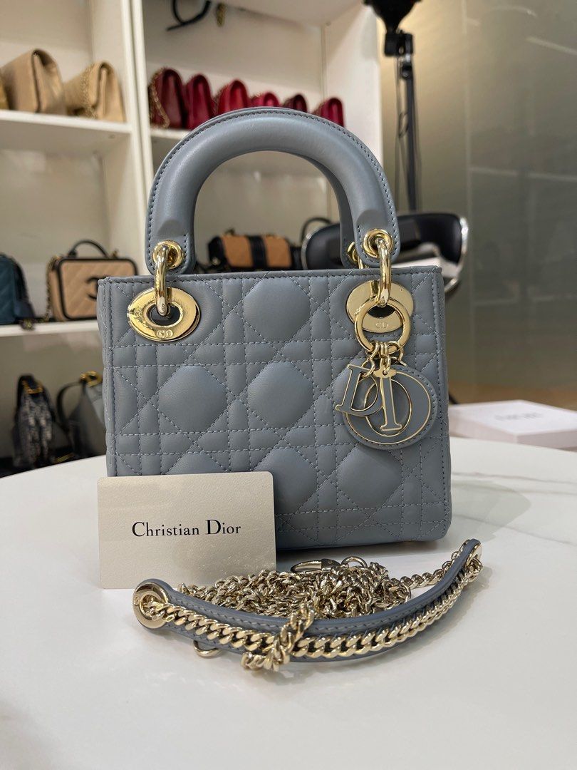 Lady Dior Mini Cloud Blue Enamel Buckle, Luxury, Bags & Wallets On Carousell