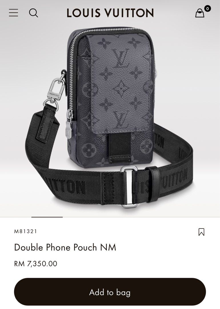 Louis Vuitton Black Monogram Shadow Double Phone Pouch NM