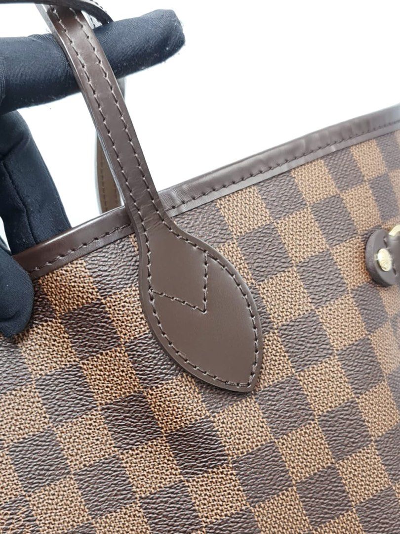 L.V. Damier Ebene Canvas Neverfull MM With Pouch, Luxury, Bags