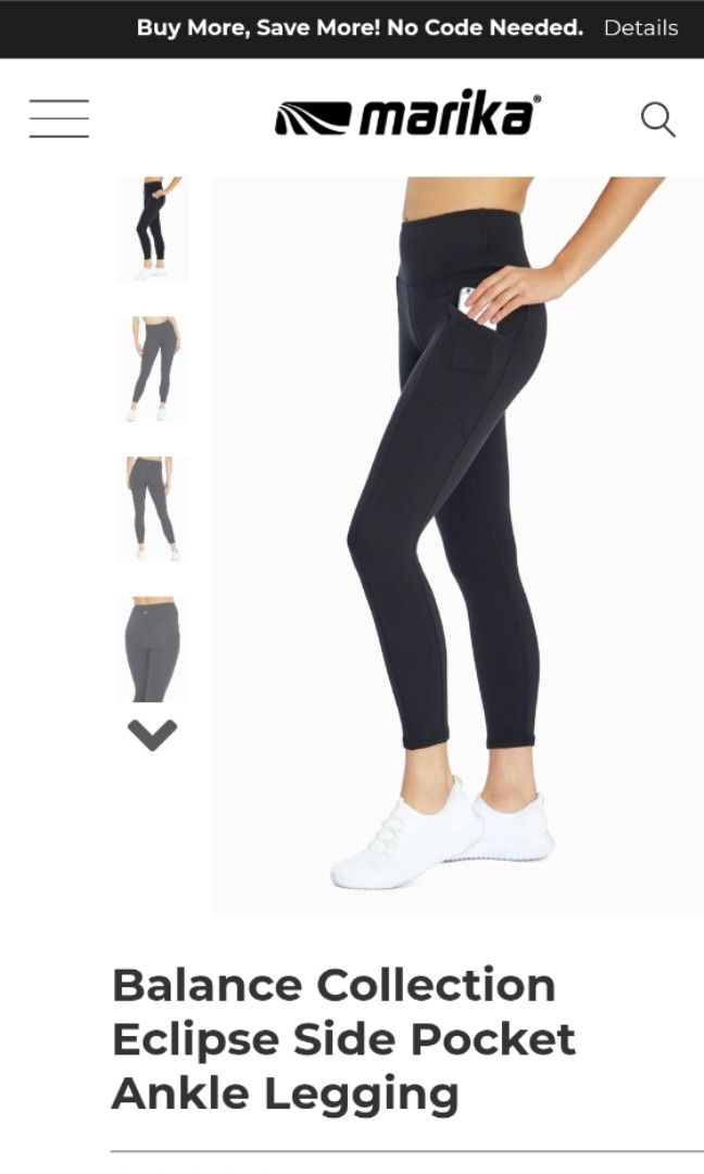 Marika Balance Leggings with Side Pockets Size L Black., Women's Fashion,  Activewear on Carousell
