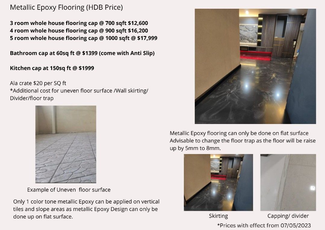 Metallic epoxy flooring (with HDB license direct contractor), Home