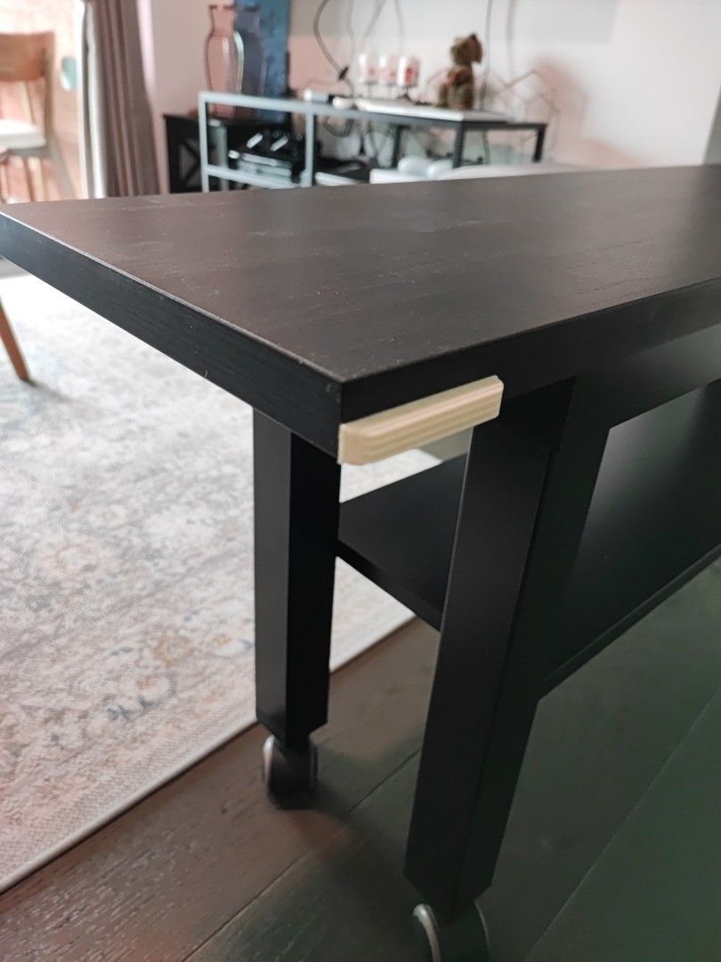 Modified Ikea LACK TV table + wheels and long board URGENT!, Furniture