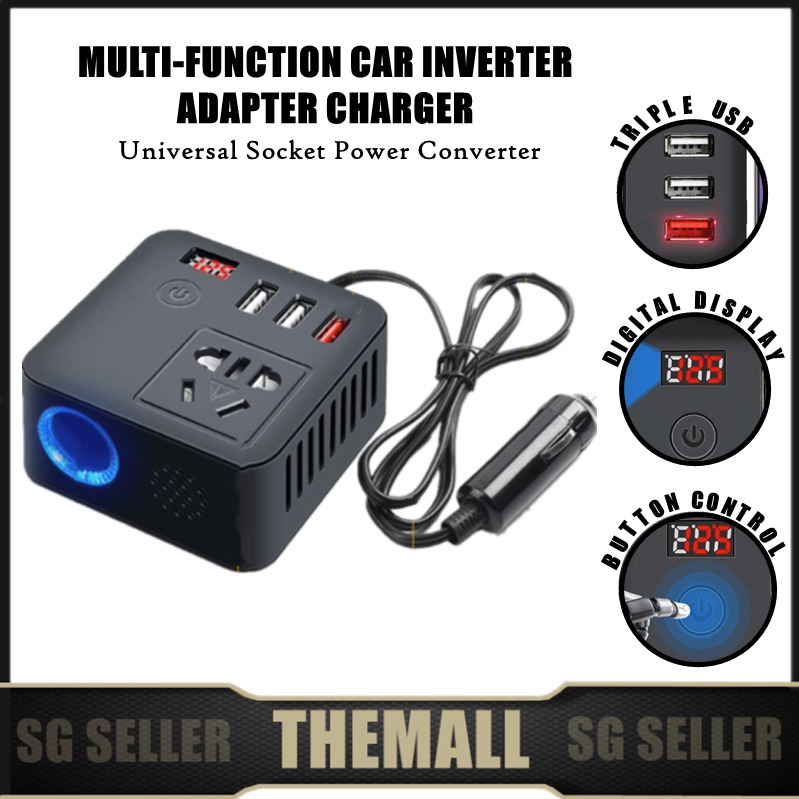 Multi-Function Car Inverter Charging 12V24V Universal Socket Power  Converter QC3.0 USB Fast Charge Car Charger Adapter