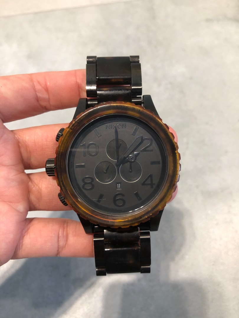 Nixon 51 30 Matte Black Dark Tortoise Stainless Steel Watch