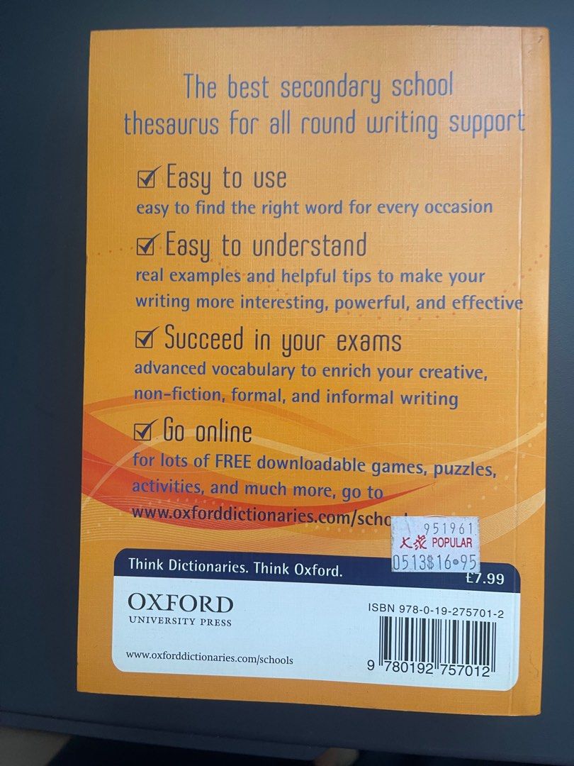 Oxford English Thesaurus for schools, Hobbies & Toys, Books & Magazines