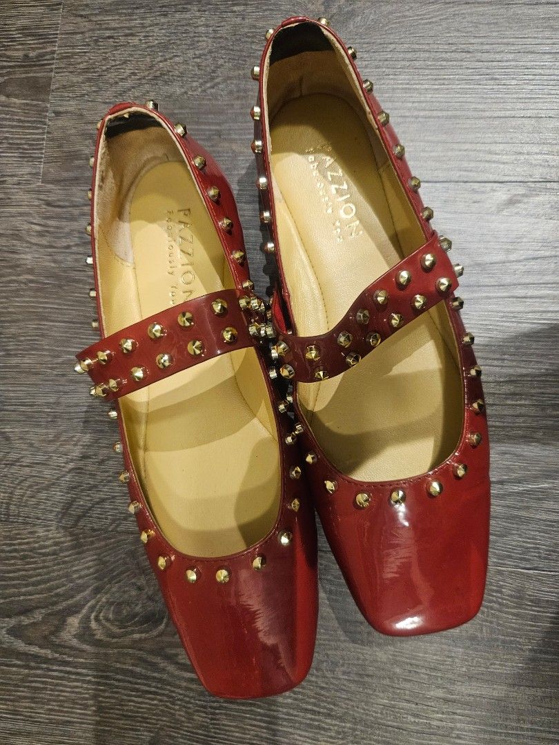 Red studded flats sale