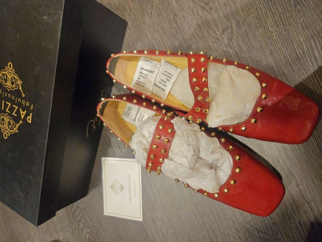 Red studded clearance flats