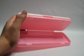 Pencil Case color pink Plastic Rectangle two compartment storage