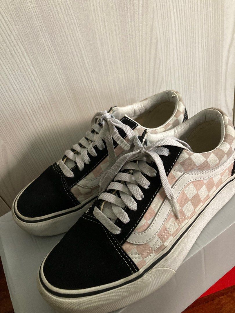 Vans old skool checkerboard platform online pink