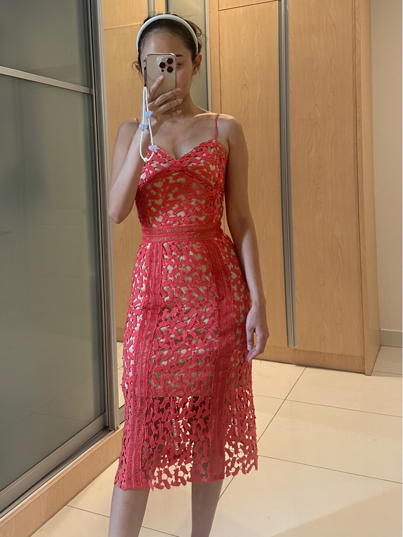 Self portrait dark top red arabella dress
