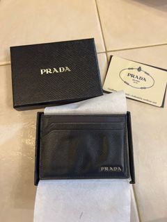 Men's Prada Saffiano Marmo (Gray) + Nero Color Card Holder Wallet 2MC223