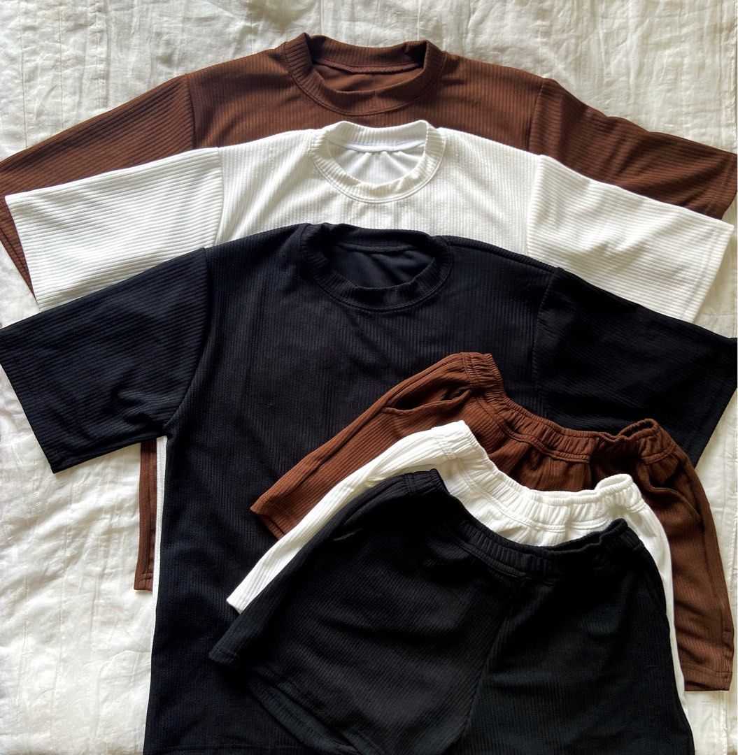 Premium Ribbed Knit Oversized Coords Unisex (Category: Sets & Coordinates) located in Quezon City. Submitted by poleng08 (Listing ID 1243340321, Image 1). Description: 📌 Own design, direct from our sewers 📌 Uniqlo inspired fabric 📌 Top: Fits Small to XL Shorts: Garterized with two side pockets, fits Small to XL 📌 For men & women 📌 With individual packaging 📌 Can be bought on a wholesale price 📌 Open for rebranding, resellers are aslo welco