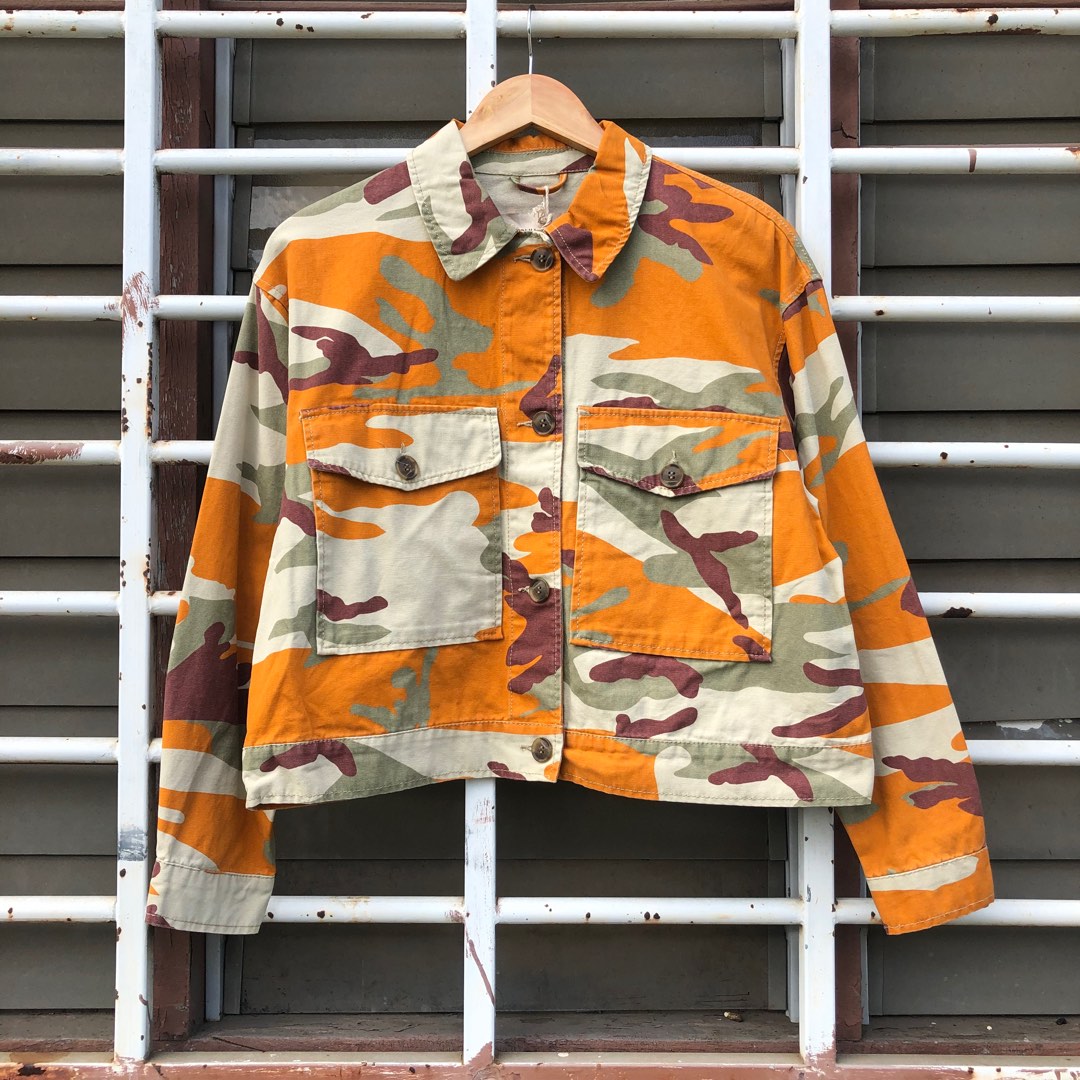 Orange camo denim sales jacket