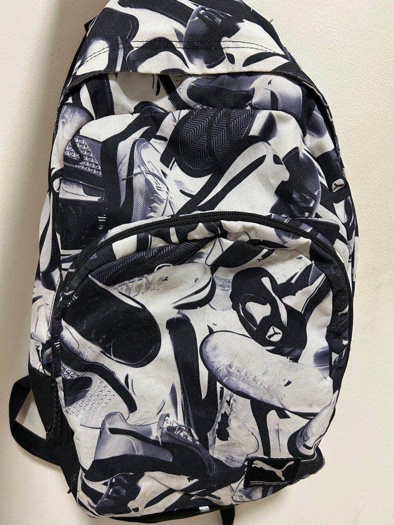 PUMA Backpack Black and White on Carousell