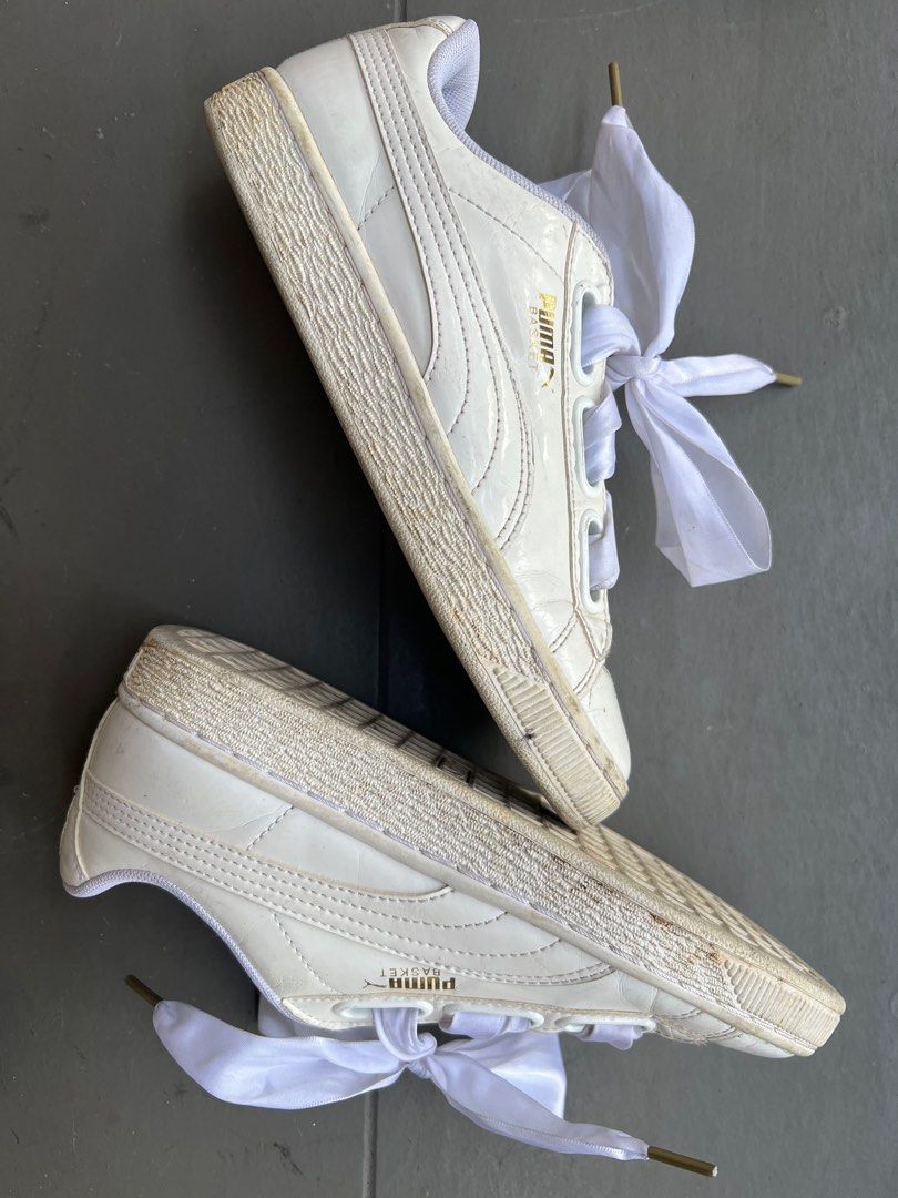 White patent clearance leather pumas