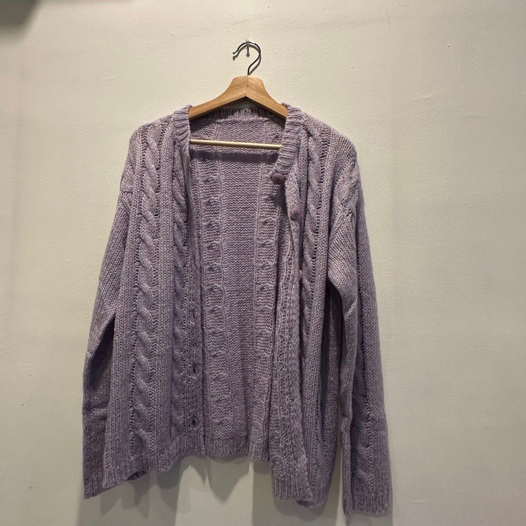 Purple knit cardigan online