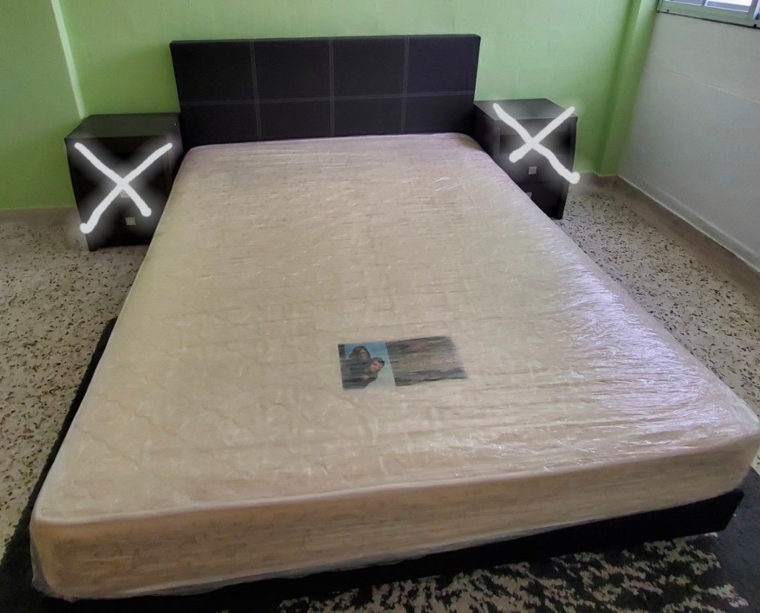 Queen size Bedframe with Princebed Spring Mattress, Furniture & Home