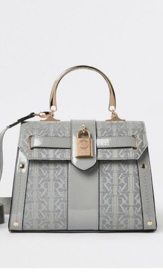 River Island Monogram Grey, Barang Mewah, Tas Dompet di Carousell