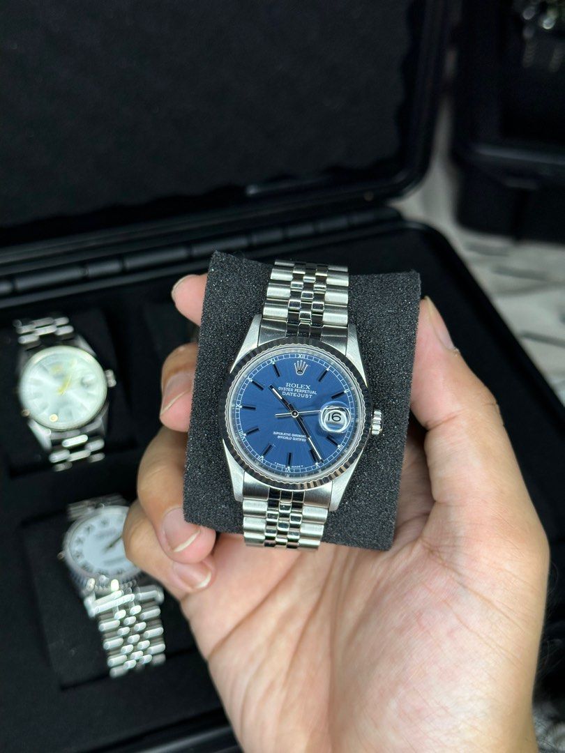 Rolex Datejust 36mm Rare Blue Dial (Category: Luxury Watches) located in Makati City. Submitted by ronaldbalicuds (Listing ID 1243470284, Image 1). Description: For Sale Rolex Datejust 36mm Blue dial 1999 Fits up to 8 inch wrist.