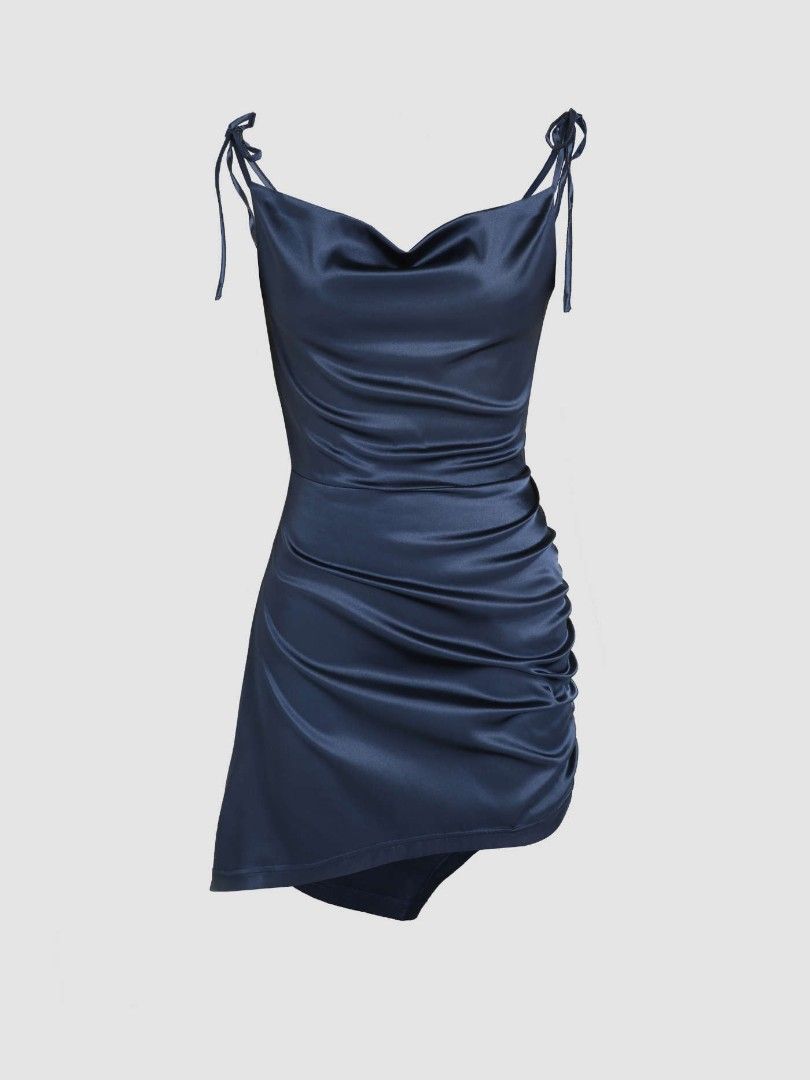 cider solid satin ruched mini dress Solid satin ruched mini dress by Cider. Size Large