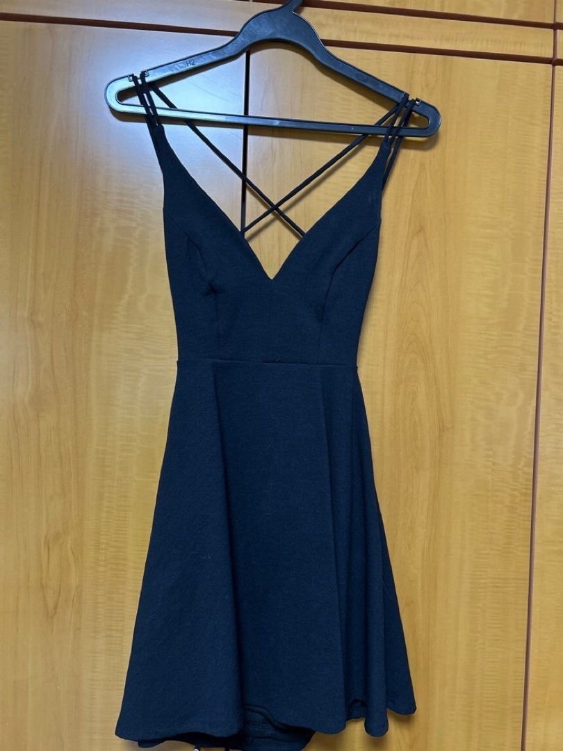 Believe in love navy hotsell blue backless skater dress