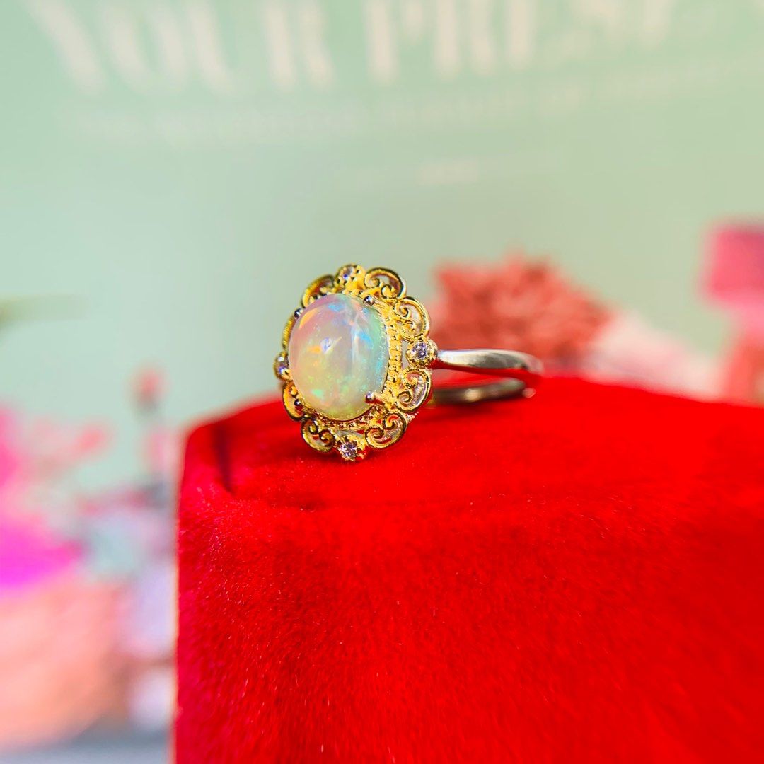 S925 silver Natural Opal ring cincin adjustable Women s Fashion