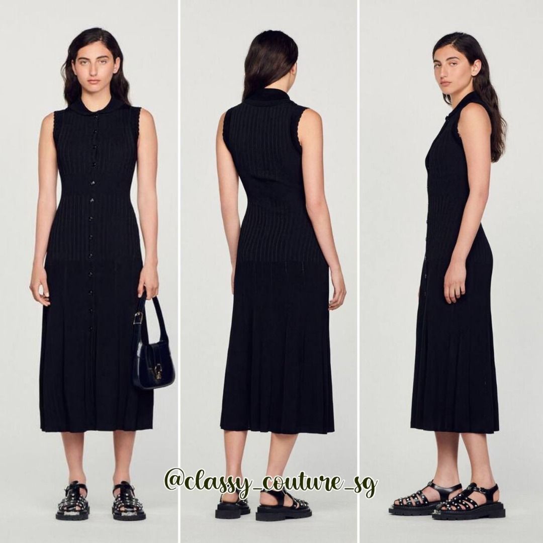 ruffled pointelle knit dress Self-Portrait-Dresses Blue And Green-Dresses main image 0