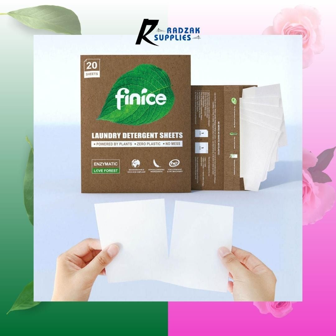 FINICE Laundry Detergent Sheets [20pcs] Plant Based Formulation Eco Friendly Biodegradable