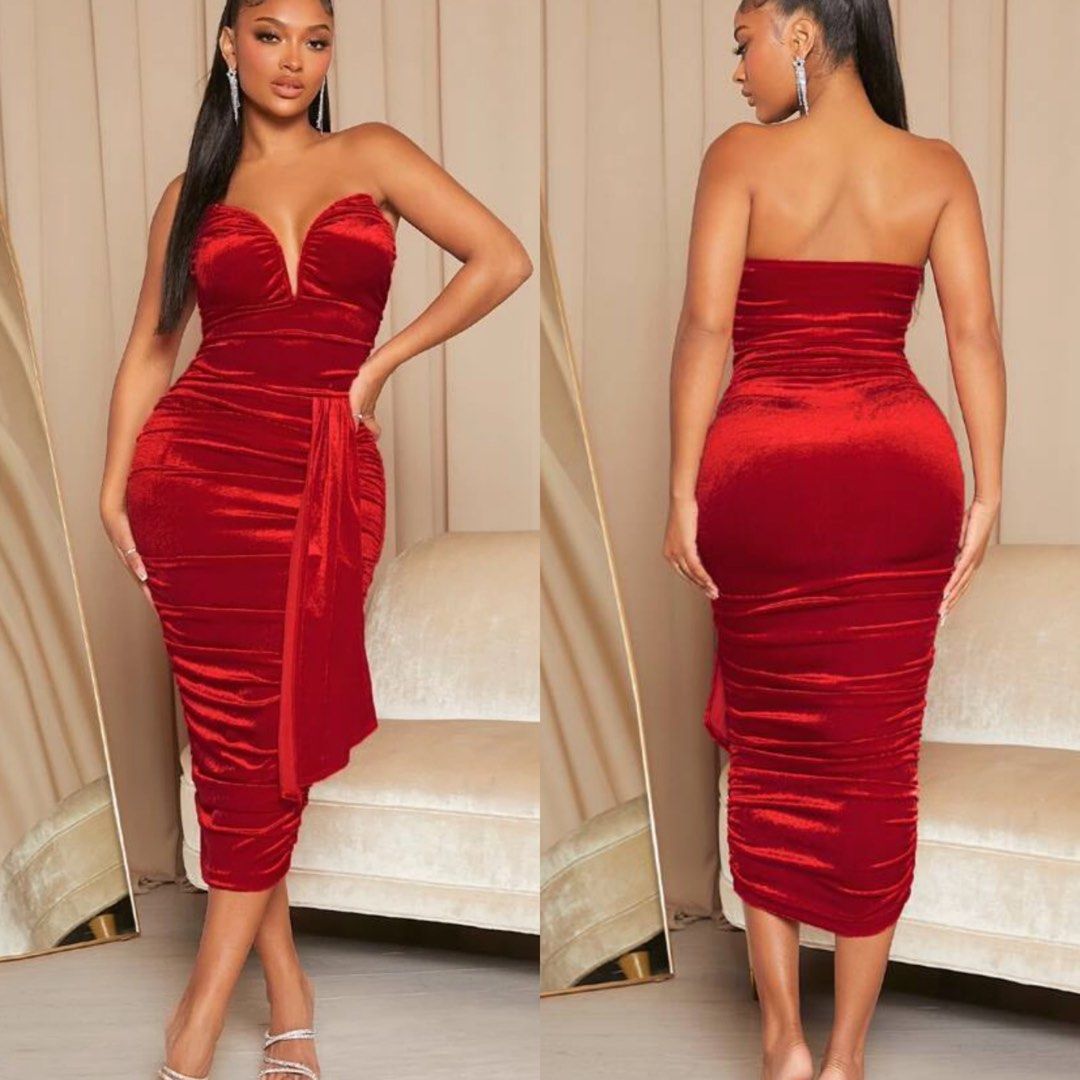 SHEIN RED CORSET BODYCON SEXY TUBE DRESS (BRANDNEW), Women's Fashion,  Dresses & Sets, Dresses on Carousell