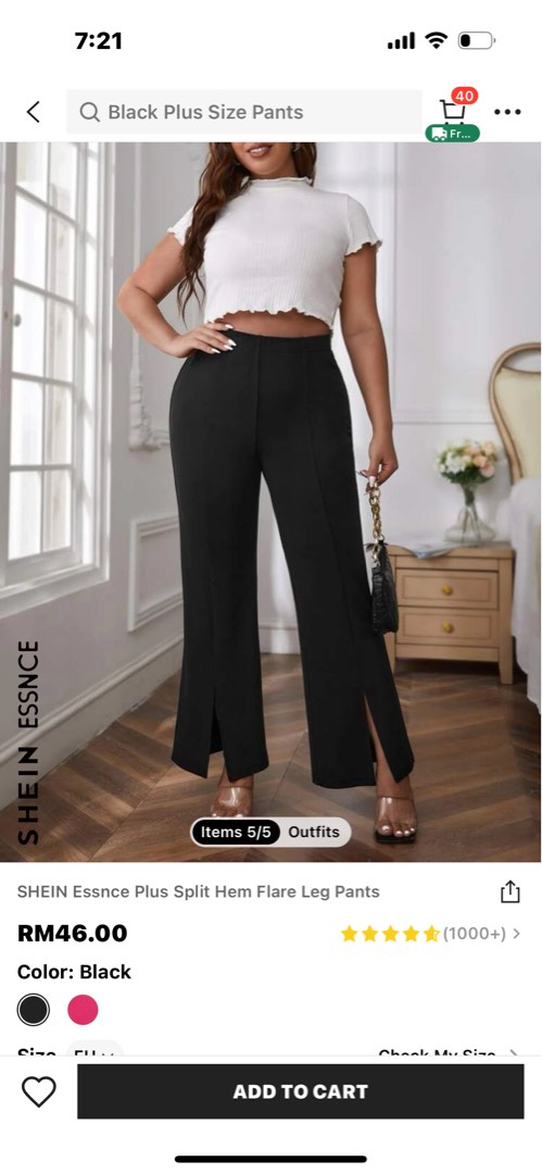 SHEIN Split Hem Flare Pants (plussize), Women's Fashion, Bottoms, Other  Bottoms on Carousell