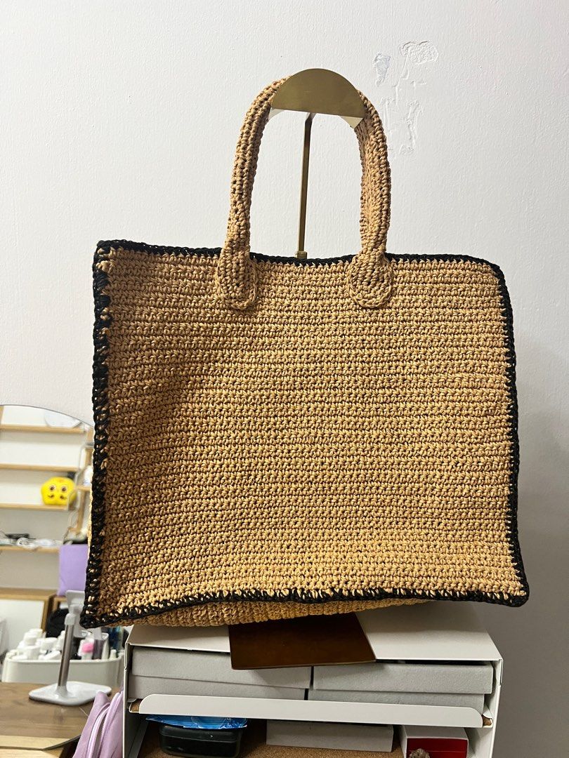 Raffia discount tote bag