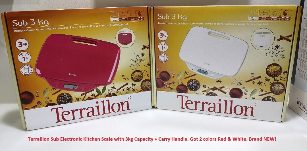 All Metal Kitchen Scale Manual 22-lbs 10-Kilo Balanza de Cocina Stainless Steel Red