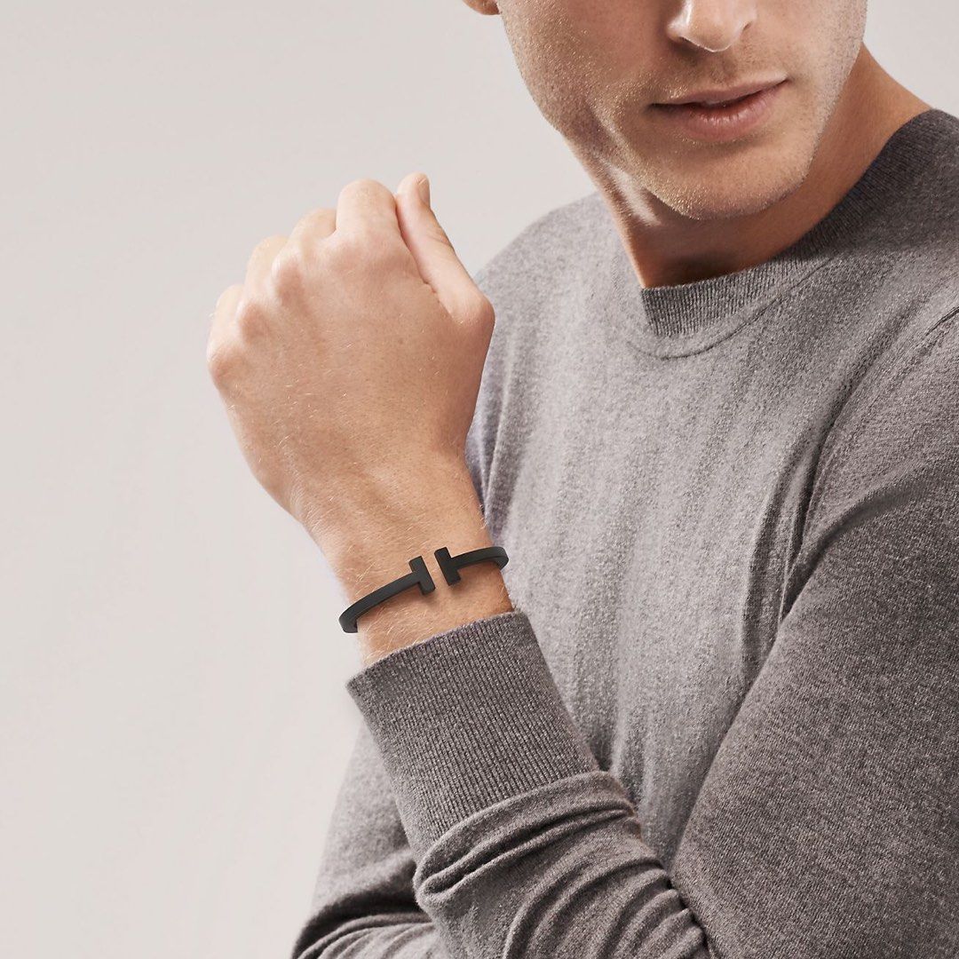 Genuine Tiffany Co Tiffany T Square Bracelet in Black coated Steel