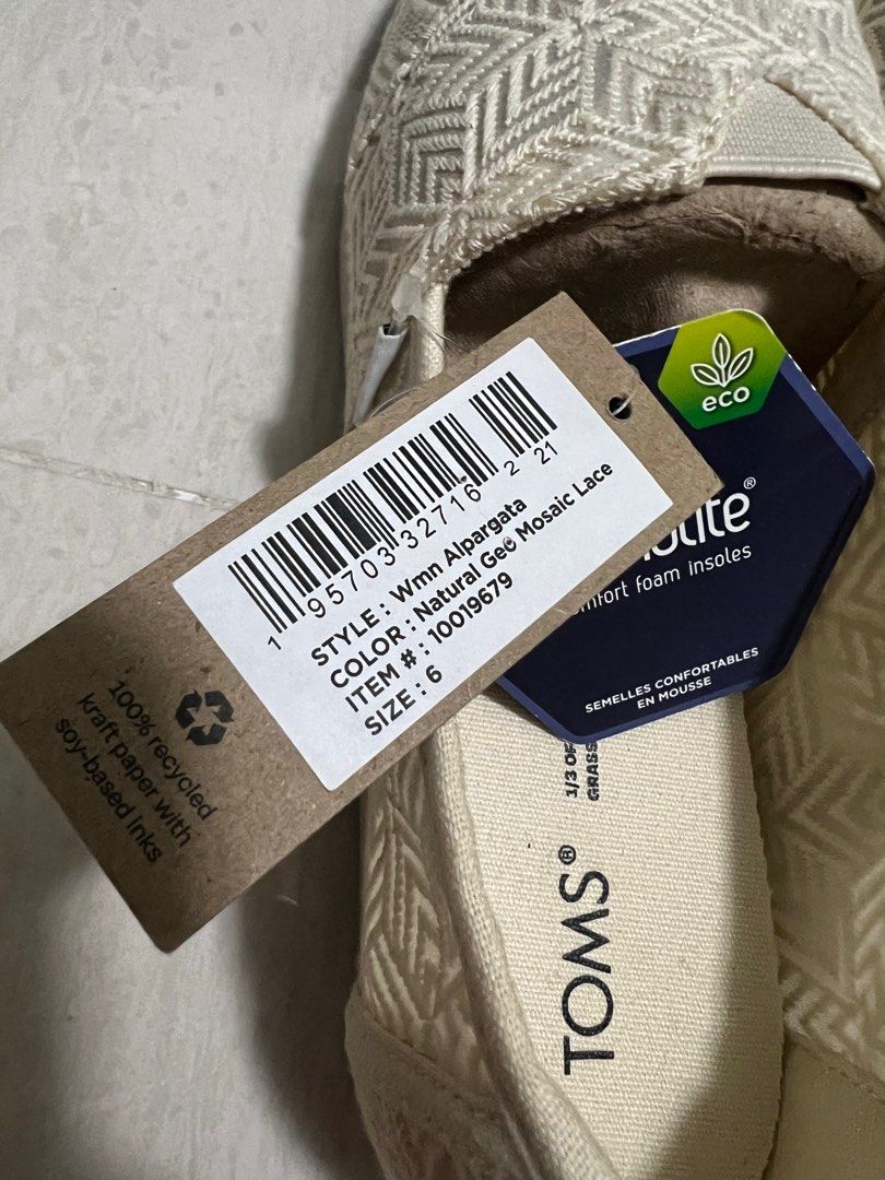 TOMS Wmn Alpargata Natural Geo Mosaic Lace Women s Fashion Footwear Flats on Carousell