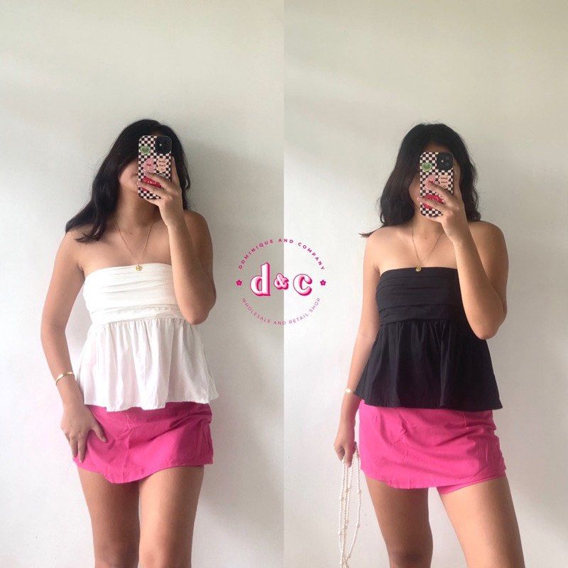White peplum tube top hot sale