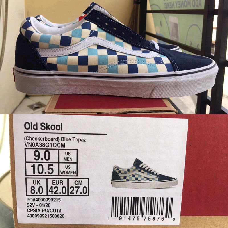 Vans old skool store checkerboard blue topaz
