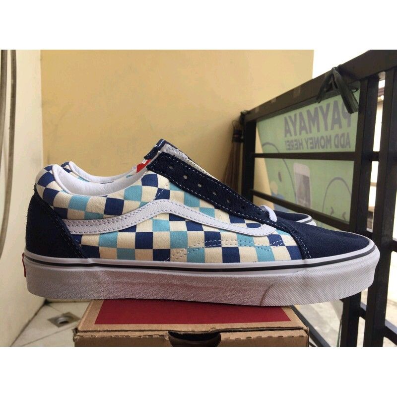 Vans old skool checkerboard blue topaz store