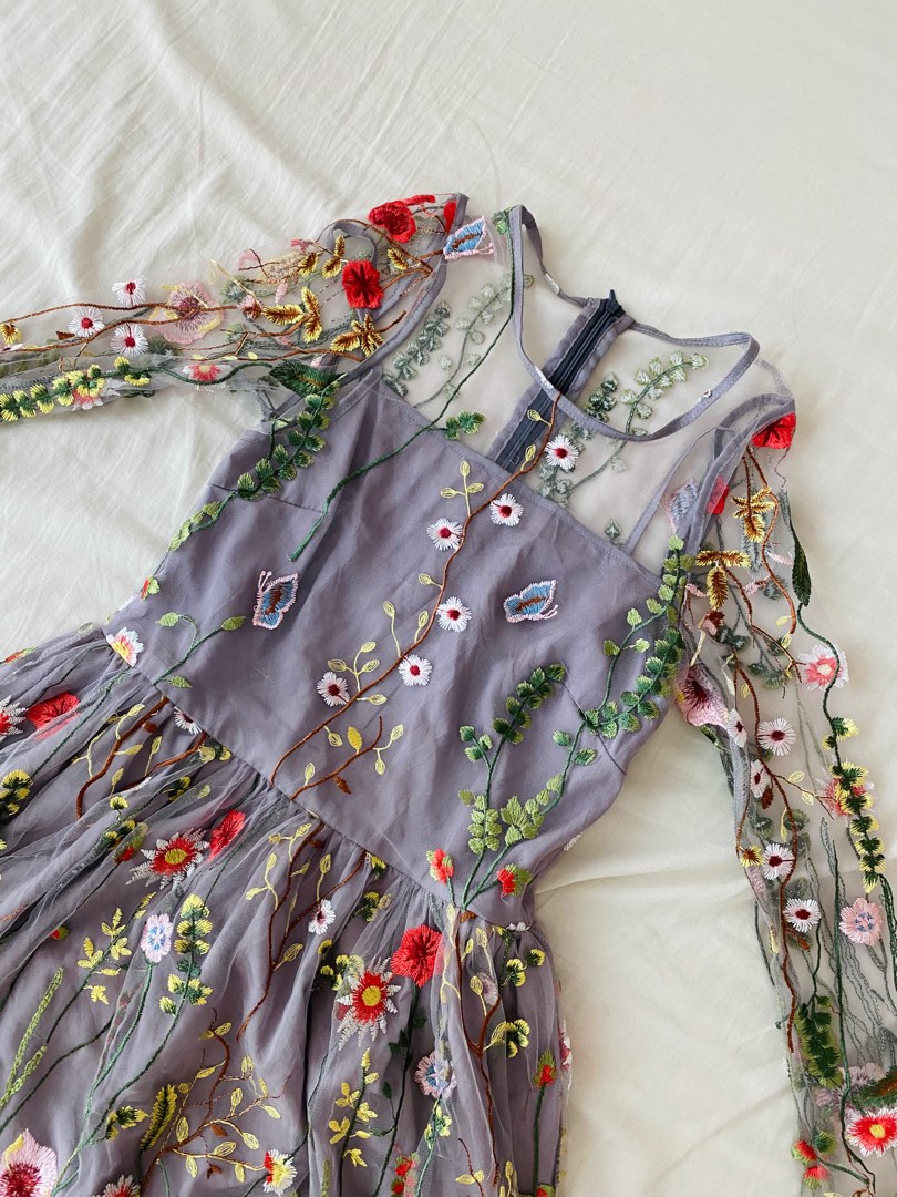 Vintage sheer floral dress, Women's Fashion, Dresses & Sets