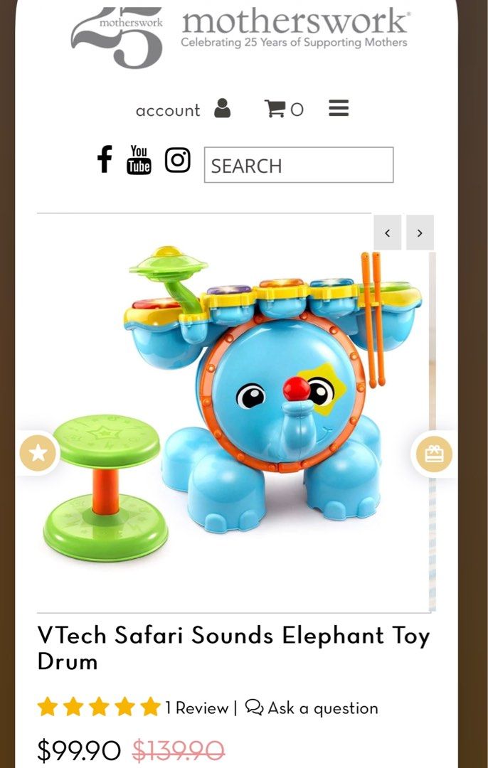 Vtech elephant drum set top